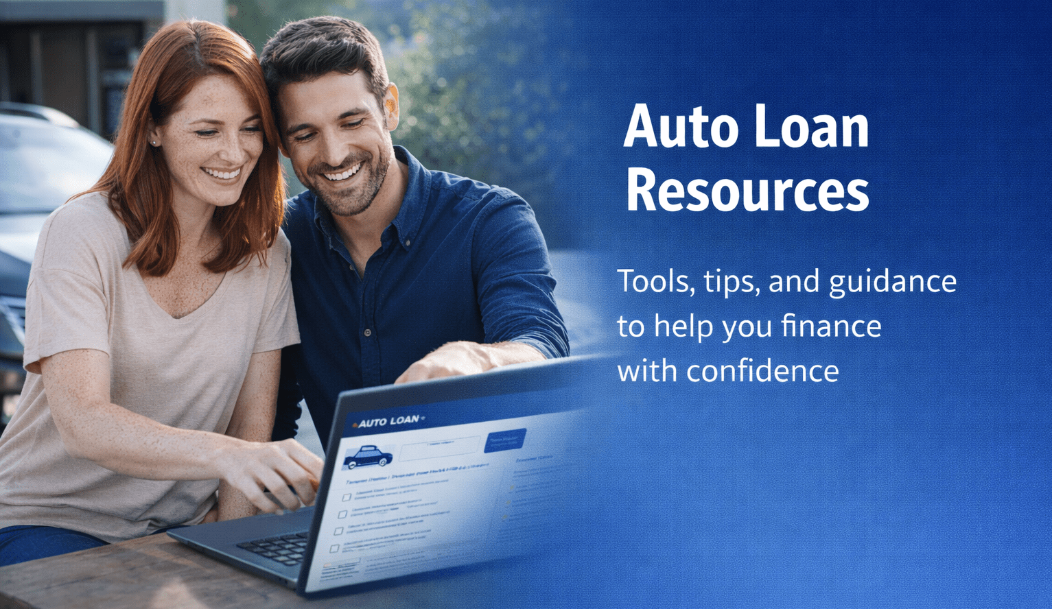 happy couple interested in auto loan financing resources