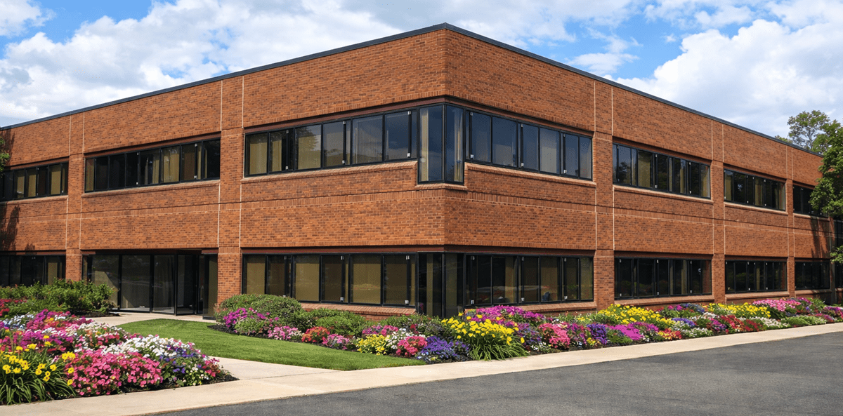 BCIon Vehicle Finance exterior building in spring bloom